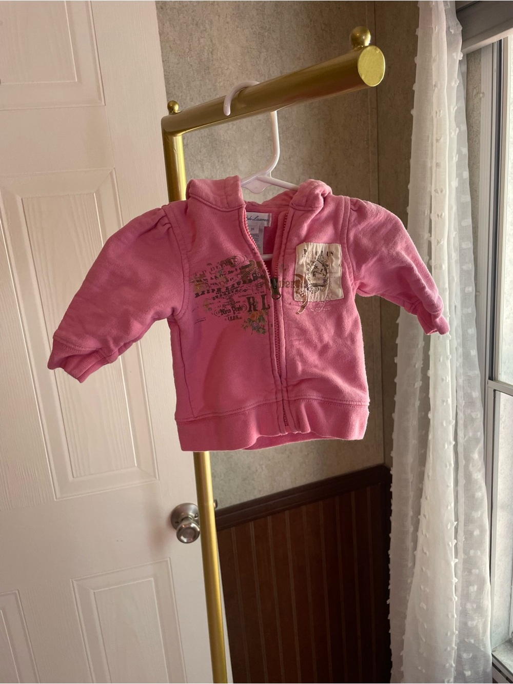 Ralph Lauren Baby Girls Pink Graphic Zip Hoodie 3M
